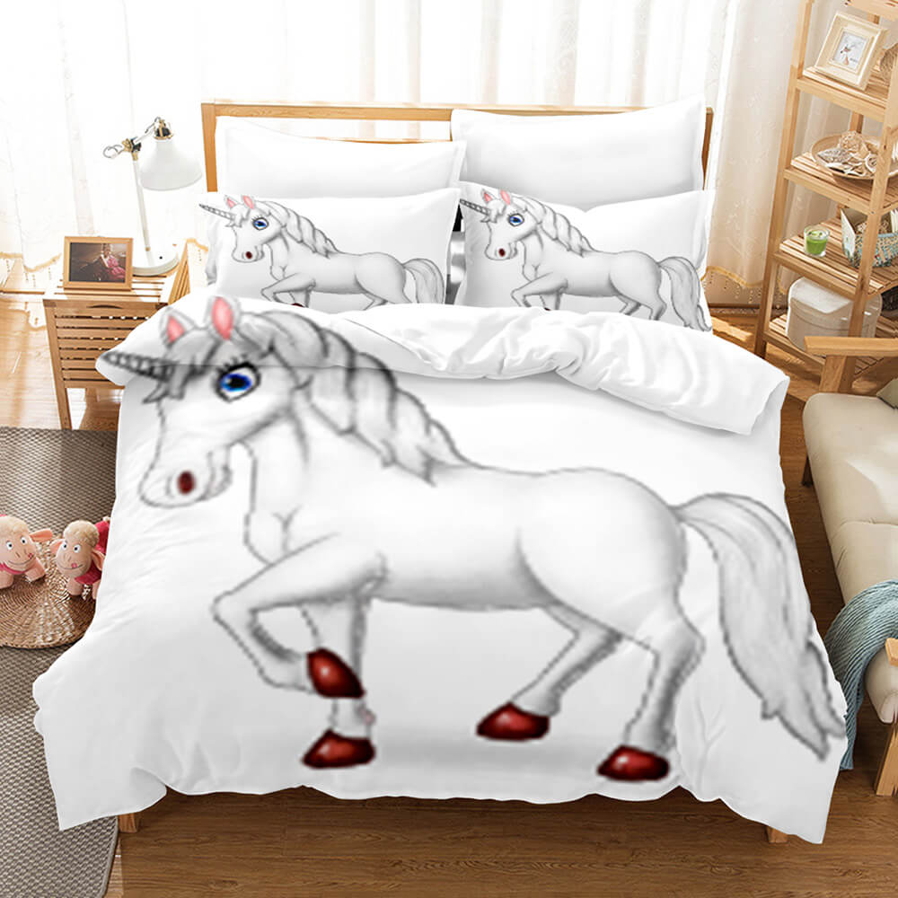 Cute Unicorn 3 Piece Bedding Set Duvet Covers Comforter Bed Sheets - EBuycos