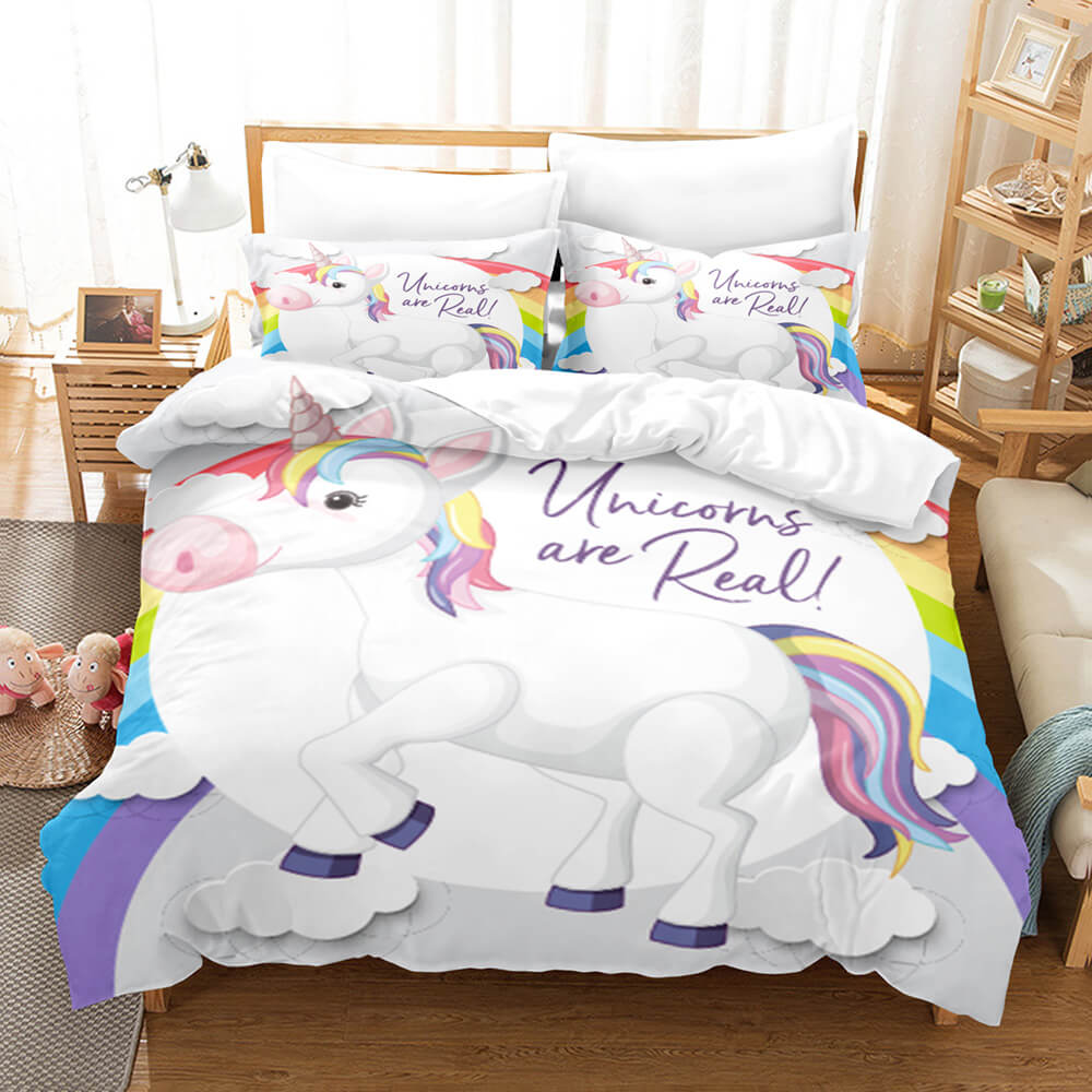 Cute Unicorn 3 Piece Bedding Set Duvet Covers Comforter Bed Sheets - EBuycos