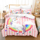 Cute Unicorn 3 Piece Bedding Set Duvet Covers Comforter Bed Sheets - EBuycos