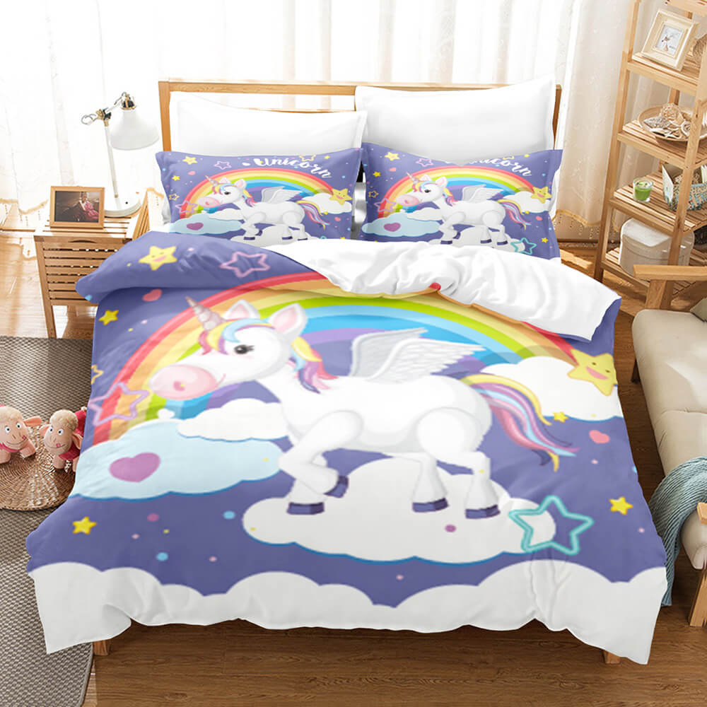Cute Unicorn 3 Piece Bedding Set Duvet Covers Comforter Bed Sheets - EBuycos