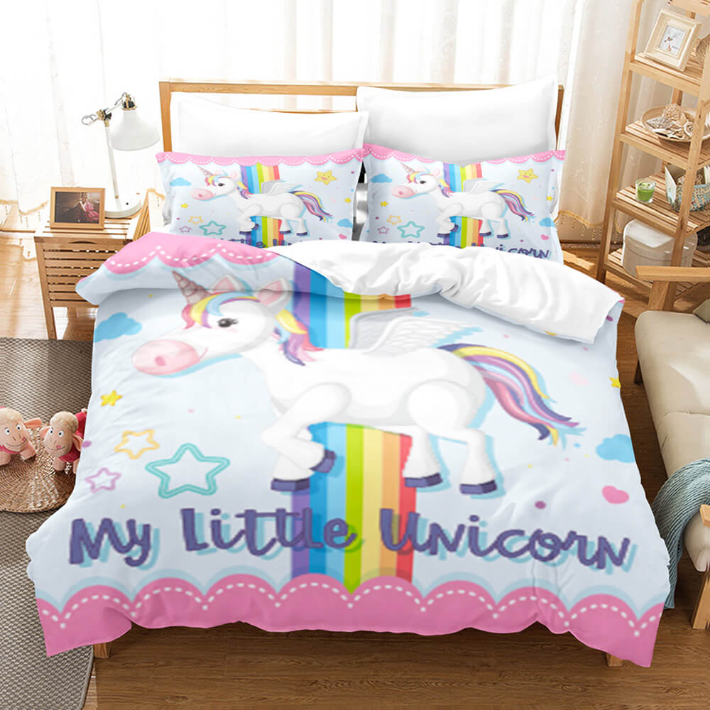 Cute Unicorn 3 Piece Bedding Set Duvet Covers Comforter Bed Sheets - EBuycos