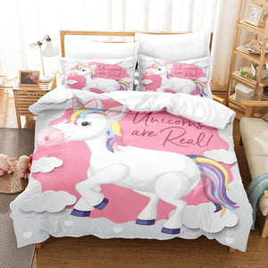 Cute Unicorn 3 Piece Bedding Set Duvet Covers Comforter Bed Sheets - EBuycos