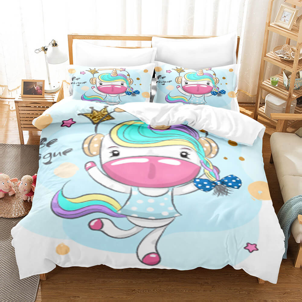 Cute Unicorn 3 Piece Bedding Set Duvet Covers Comforter Bed Sheets - EBuycos