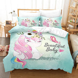 Cute Unicorn 3 Piece Bedding Set Duvet Covers Comforter Bed Sheets - EBuycos