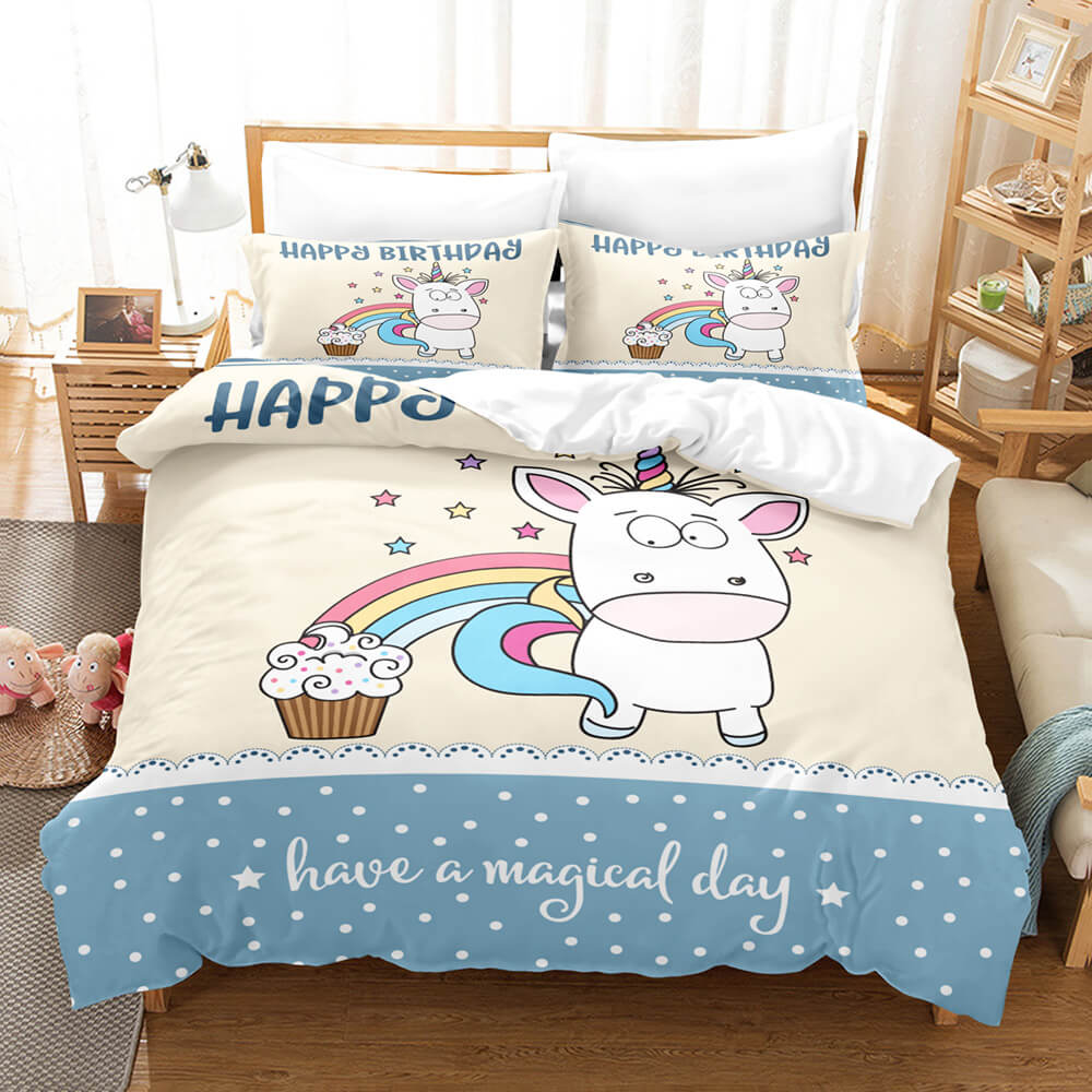 Cute Unicorn 3 Piece Bedding Set Duvet Covers Comforter Bed Sheets - EBuycos