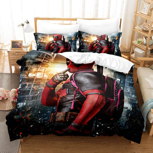Deadpool Cosplay Bedding Set Comforter Duvet Cover Bed Sheets - EBuycos
