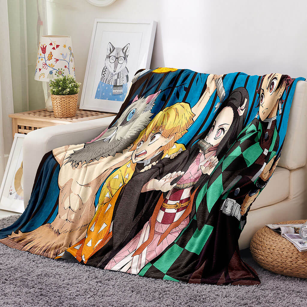 Demon Slayer Blanket Flannel Throw Room Decoration