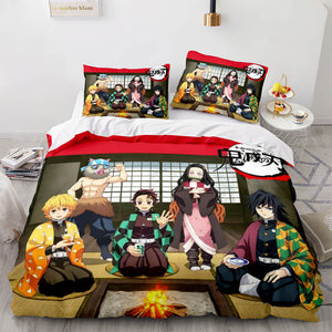 Demon Slayer Cosplay Bedding Set Duvet Covers Comforter Bed Sheets - EBuycos