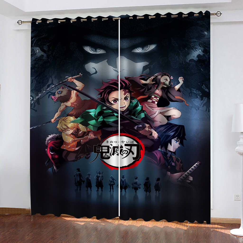 Demon Slayer Curtains Blackout Window Treatments Drapes for Room Decoration