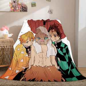 Demon Slayer Cosplay Flannel Fleece Throw Blanket Comforter Sets - EBuycos