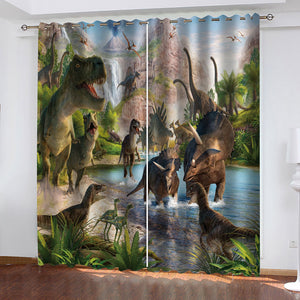Dinosaur Curtains Cosplay Blackout Window Drapes Room Decoration - EBuycos