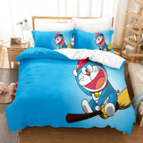 Doraemon Cosplay Bedding Set Comforter Bed Sheets Full Duvet Cover Set - EBuycos