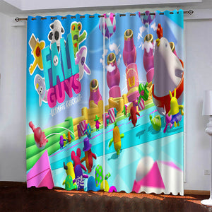 Fall Guys Pattern Curtains Blackout Window Drapes