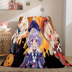 Game Genshin Impact Flannel Caroset Throw Cosplay Blanket Comforter Set - EBuycos