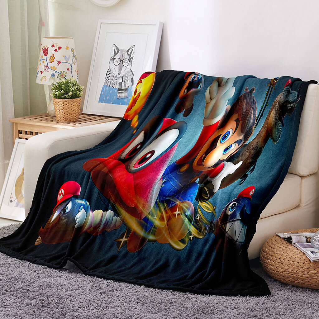 Game Super Mario Blanket Flannel Throw Room Decoration