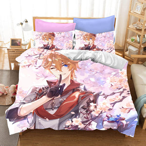 Genshin Impact Cosplay Bedding Set Quilt Duvet Covers Bed Sheets Sets - EBuycos