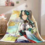 Genshin Impact Flannel Caroset Throw Cosplay Blanket Comforter Set - EBuycos