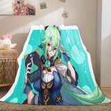 Genshin Impact Flannel Caroset Throw Cosplay Blanket Comforter Set - EBuycos
