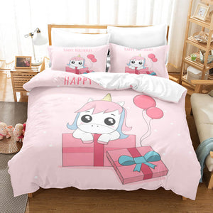 Girls Unicorn Bedding Sets Cosplay Duvet Covers Comforter Bed Sheets - EBuycos