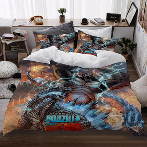 Godzilla vs Kong Pattern Bedding Set Quilt Cover Without Filler
