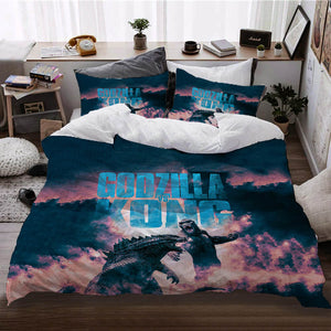 Godzilla vs Kong Pattern Bedding Set Quilt Cover Without Filler