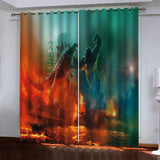 Godzilla vs Kong Pattern Curtains Blackout Window Drapes