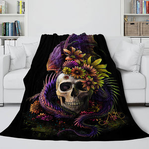 Halloween Decoration Skeleton Skull Bed Blanket Flannel Blanket Sets - EBuycos