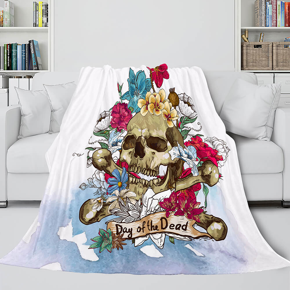Halloween Decoration Skeleton Skull Bed Blanket Flannel Blanket Sets - EBuycos