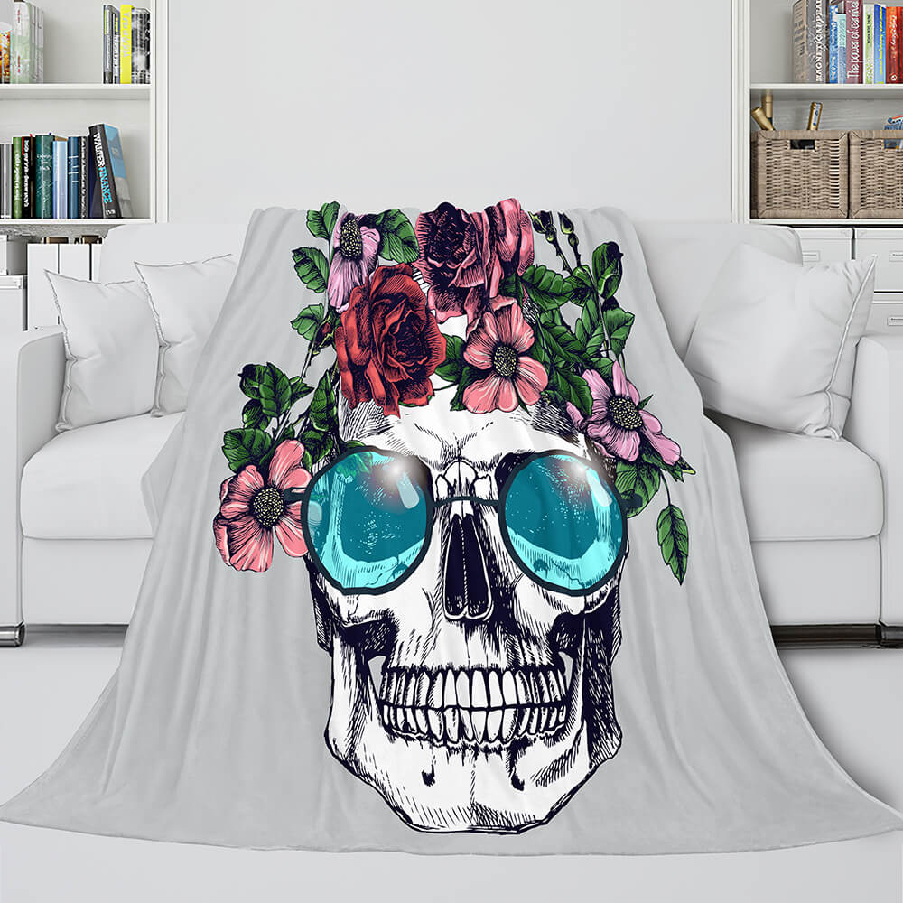 Halloween Decoration Skeleton Skull Bed Blanket Flannel Blanket Sets - EBuycos
