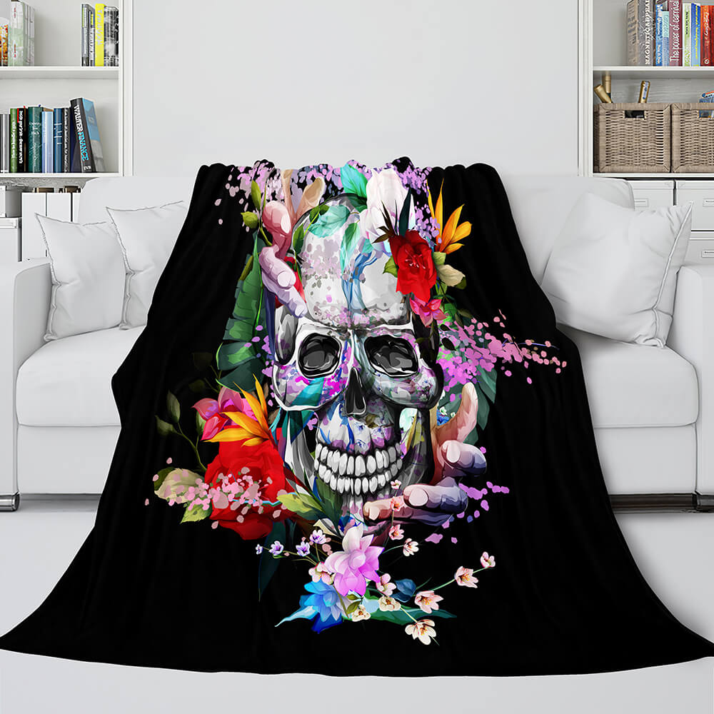 Halloween Decoration Skeleton Skull Bed Blanket Flannel Blanket Sets - EBuycos