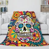Halloween Skeleton Skull Flannel Blanket Throw Blanket Comforter Sets - EBuycos