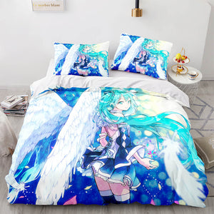 Hatsune Miku Cosplay Bedding Set Duvet Cover Comforter Bed Sheets - EBuycos
