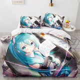 Hatsune Miku Cosplay Bedding Set Duvet Cover Comforter Bed Sheets - EBuycos