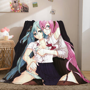 Hatsune Miku Cosplay Flannel Blanket Throw Comforter Bedding Sets - EBuycos