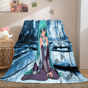 Hatsune Miku Cosplay Soft Flannel Blanket Throw Blanket Comforter Sets - EBuycos