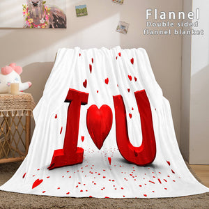 I LOVE You Bed Blanket Soft Flannel Blanket Comforter Bedding Sets - EBuycos