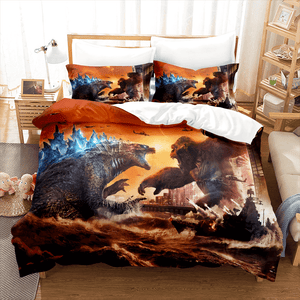 King Kong vs Godzilla Comforter Bedding Set Duvet Covers Bed Sheets - EBuycos