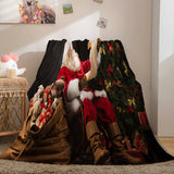 Merry Christmas Flannel Blanket Throw Blanket Comforter Bed Sets - EBuycos