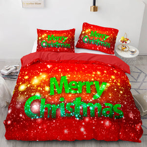 Merry Christmas Pattern Bedding Sets Quilt Cover Without Filler