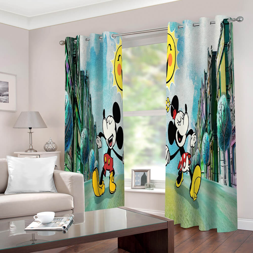 Mickey Mouse Curtains 2 Panels Blackout Window Drapes for Room Decoration