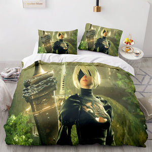 NieR Automata Cosplay 3 Piece Bedding Set Duvet Covers Bed Sheets - EBuycos