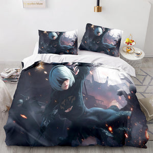 NieR Automata Cosplay 3 Piece Bedding Set Duvet Covers Bed Sheets - EBuycos
