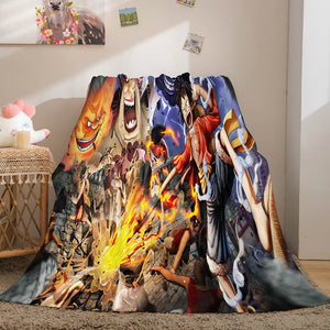 ONE PIECE Cosplay Flannel Fleece Throw Blanket Comforter Bedding Sets - EBuycos