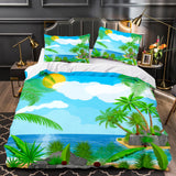 Ocean Beach Coconut tree Sea Bedding Sets Quilt Duvet Cover Bed Sheets - EBuycos