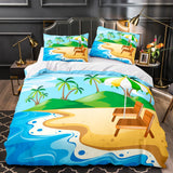 Ocean Beach Coconut tree Sea Bedding Sets Quilt Duvet Cover Bed Sheets - EBuycos
