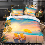 Ocean Beach Coconut tree Sea Bedding Sets Quilt Duvet Cover Bed Sheets - EBuycos