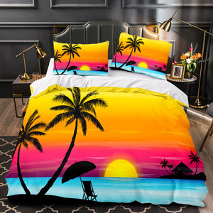 Ocean Beach Coconut tree Sea Bedding Sets Quilt Duvet Cover Bed Sheets - EBuycos