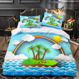Ocean Beach Coconut tree Sea Bedding Sets Quilt Duvet Cover Bed Sheets - EBuycos