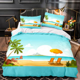 Ocean Beach Coconut tree Sea Bedding Sets Quilt Duvet Cover Bed Sheets - EBuycos