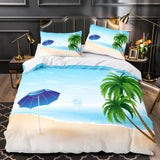 Ocean Beach Coconut tree Sea Bedding Sets Quilt Duvet Cover Bed Sheets - EBuycos